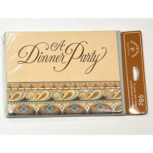 VTG 8pk DRAWING BOARD A Dinner Party INVITATIONS & Envelopes Beige/Aqua Paisley